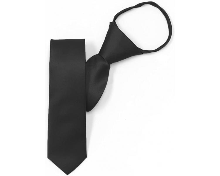 Men's black plain solid zipper necktie